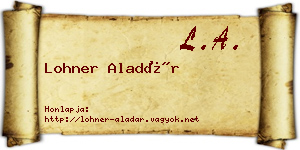 Lohner Aladár névjegykártya